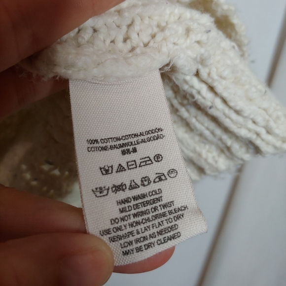 Free People Chunky Knit Cardigan Ivory Cream Small Cotton High Low Hem Pockets - Picture 8 of 10